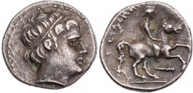 MAKEDONIEN, KÖNIGREICH
Philipp II., 359-336 v. Chr. AR-Pempte (1/5 Tetradrachme) 315/4-295/4 v. Chr. Amphipolis Vs.: Kopf des Apollon mit Tänie n. r....
