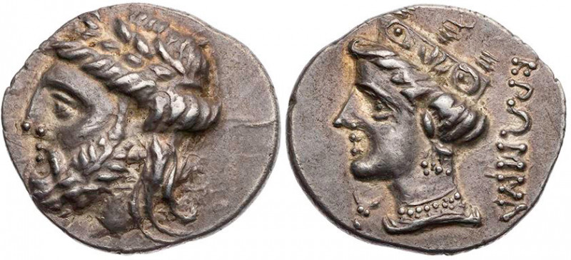 PAPHLAGONIEN KROMNA
 AR-Drachme 4. Jh. v. Chr. Vs.: Kopf des Zeus mit Lorbeerkr...