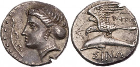 PAPHLAGONIEN SINOPE
 AR-Drachme 330-300 v. Chr., Magistrat Phagetas Vs.: Kopf der Nymphe Sinope mit Spendone n. l., links Aphlaston, Rs.: Adler flieg...