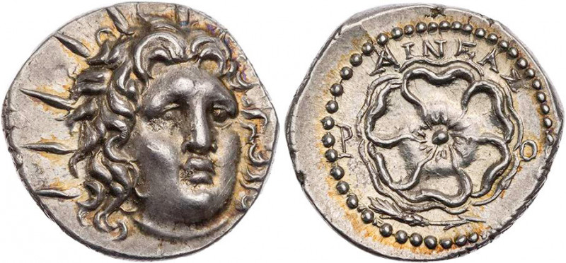 KARISCHE INSELN RHODOS
Rhodos AR-Drachme 88 v. - 42 n. Chr., Magistrat Aineas V...