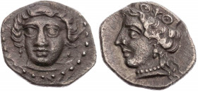 KILIKIEN TARSOS
 AR-Obol 389-375 v. Chr. Vs.: weiblicher Kopf fast v. v., Rs.: Kopf der Aphrodite (oder Hera) mit Stephane n. l. Casabonne Typ J2; SN...