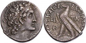 ÄGYPTEN, KÖNIGREICH DER PTOLEMÄER
Kleopatra III. mit Ptolemaios X. Alexander I., 107-101 v. Chr. AR-Tetradrachme 106/105 v. Chr. (= Jahr 12 der Kleop...