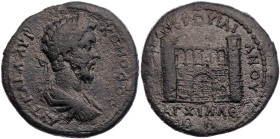 THRAKIEN ANCHIALOS
Commodus, 177-192 n. Chr. AE-Diassarion 188-192 n. Chr., unter Provinzlegat Caecilius Servilianus Vs.: gepanzerte und drapierte Bü...