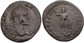 THRAKIEN HADRIANOPOLIS
Caracalla, 198-217 n. Chr. AE-Diassarion Vs.: Büste mit Lorbeerkranz n. r., Rs.: Pan steht mit Lagobolon und Nebris v. v., Kop...