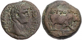 ÄGYPTEN ALEXANDRIA
Claudius, 41-54 n. Chr. AE-Obol 41/42 n. Chr. (= Jahr 2) Vs.: Kopf mit Lorbeerkranz n. r., rechts kleiner Lituus, Rs.: Stier stößt...