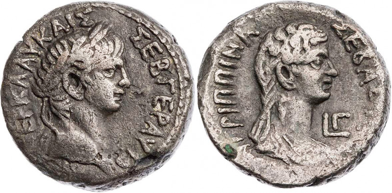 ÄGYPTEN ALEXANDRIA
Nero mit Agrippina minor, 54-59 n. Chr. BI-Tetradrachme 56/5...