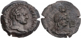 ÄGYPTEN ALEXANDRIA
Vespasianus, 69-79 n. Chr. AE-Diobol 72/73 n. Chr. (= Jahr 5) Vs.: Kopf mit Lorbeerkranz n. r., Rs.: drapierte Büste der Isis mit ...
