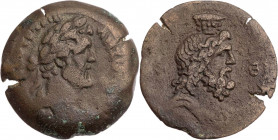 ÄGYPTEN ALEXANDRIA
Antoninus Pius, 138-161 n. Chr. AE-Drachme 155/156 n. Chr. (= Jahr 19) Vs.: drapierte Büste mit Lorbeerkranz n. r., Rs.: drapierte...