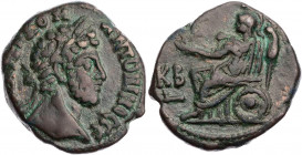 ÄGYPTEN ALEXANDRIA
Commodus, 177-192 n. Chr. BI-Tetradrachme 181/182 n. Chr. (= Jahr 22) Vs.: Kopf mit Lorbeerkranz n. r., Rs.: Athena (oder Roma) si...