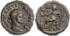 ÄGYPTEN ALEXANDRIA
Diocletianus, 284-305 n. Chr. AE-Tetradrachme 290/291 n. Chr. (= Jahr 7) Vs.: Büste mit Lorbeerkranz n. r., Rs.: Zeus thront mit S...