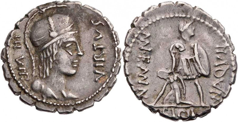 RÖMISCHE REPUBLIK
Mn. Aquillius, 71 v. Chr. AR-Denar (Serratus) Rom Vs.: III VI...