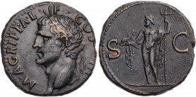 RÖMISCHE KAISERZEIT
Agrippa, gest. 12 v. Chr., geprägt unter Caligula, 37-41 n. Chr. AE-As 37-41 n. Chr. Rom Vs.: M · AGRIPPA · L · F · COS · III, Ko...