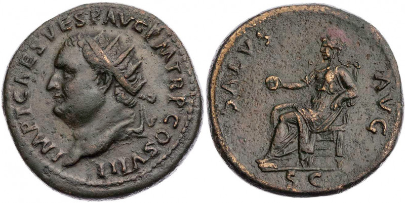 RÖMISCHE KAISERZEIT
Titus, 79-81 n. Chr. AE-Dupondius 80/81 n. Chr. Rom Vs.: IM...