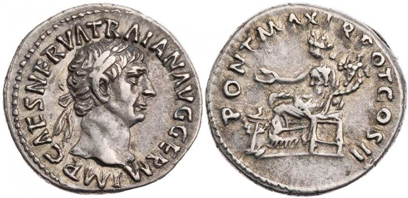 RÖMISCHE KAISERZEIT
Traianus, 98-117 n. Chr. AR-Denar Februar - Herbst 98 n. Ch...