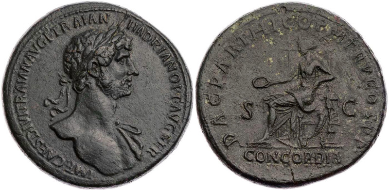 RÖMISCHE KAISERZEIT
Hadrianus, 117-138 n. Chr. AE-Sesterz 117 n. Chr. Rom Vs.: ...