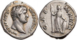 RÖMISCHE KAISERZEIT
Hadrianus, 117-138 n. Chr. AR-Denar 130-133 n. Chr. Rom Vs.: HADRIANVS AVG COS III P P, Kopf n. r., Rs.: GER-MANIA, Germania steh...