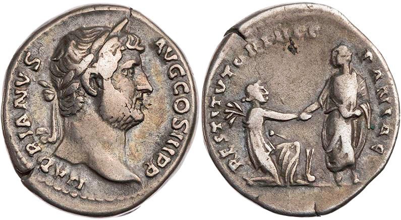 RÖMISCHE KAISERZEIT
Hadrianus, 117-138 n. Chr. AR-Denar 130-133 n. Chr. Rom Vs....