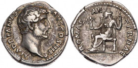 RÖMISCHE KAISERZEIT
Hadrianus, 117-138 n. Chr. AR-Denar 137-138 n. Chr. Rom Vs.: HADRIANVS AVG COS III P P, Kopf n. r., Rs.: ROMAE AE-TERNAE, Roma th...