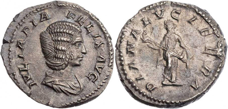 RÖMISCHE KAISERZEIT
Iulia Domna, Mutter des Caracalla, 211-217 n. Chr. AR-Denar...
