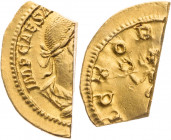 RÖMISCHE KAISERZEIT
Gordianus III., 238-244 n. Chr. AV-Aureus-Segment 238/239 n. Chr. Rom Vs.: IMP CAES M [ANT GORDIANVS AVG], gepanzerte und drapier...