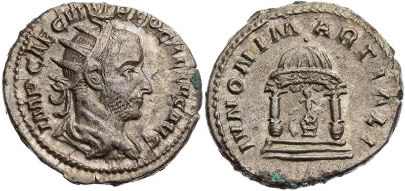 RÖMISCHE KAISERZEIT
Trebonianus Gallus, 251-253 n. Chr. AR-Antoninian Rom Vs.: ...