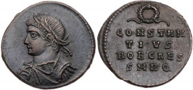 RÖMISCHE KAISERZEIT
Constantinus II. als Caesar, 317-337 n. Chr. AE-Fest-Denar zum 25. Juli 326 n. Chr. Rom, 4. Offizin Vs.: gepanzerte und drapierte...