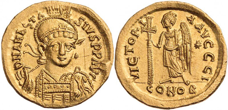 BYZANZ
Anastasius I., 491-518. AV-Solidus 492-507 Constantinopolis, 10. Offizin...