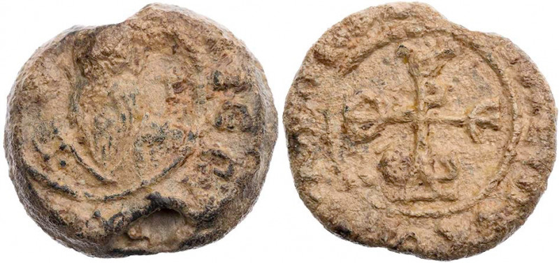 Theodoros, Erzbischof von Zypern, um 700-720. Bleisiegel Vs.: Büste des hl. Epip...