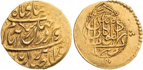 ZANDIDEN IN PERSIEN
Karim Khan, 1753-1779 (1166-1193 AH). AV-1/4 Mohur 1776/1777 (1190 AH) Kashan Album 2791. 2.70 g. Gold Randprägeschwäche, sonst f...