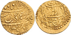 ZANDIDEN IN PERSIEN
Ali Murad Khan, 1781-1785 (1196-1199 AH). AV-1/4 Mohur 1781/1782 (1196 AH) Rasht Album 2815 (scarce). 2.71 g. Gold ss