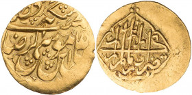 KADJAREN IN IRAN
Muhammad Hasan Khan, 1750-1759 (1163-1172 AH). AV-1/4 Mohur Mzst. nicht lesbar 2.72 g. Gold, R ss