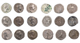 Lot, römische Münzen Denare des Hadrianus, verschiedene Rückseiten, alle mit Provenienz. 9 Stück meist ss
