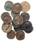 Lot, römische Münzen Sesterzen von Traianus (2), Hadrianus, Antoninus Pius (2), Marcus Aurelius Caesar, Faustina minor, Crispina, Clodius Albinus, Sev...