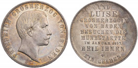 BADEN BADEN-DURLACH, MARKGRAFSCHAFT, SEIT 1803 KURFÜRSTENTUM, SEIT 1806 GROSSHERZOGTUM
Friedrich I., 1852-1856-1907. Gulden 1857 Stempel v. C. Voigt ...