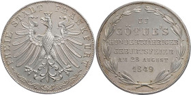 FRANKFURT STADT
 Doppelgulden 1849 Auf den 100. Geburtstag Goethes AKS 41; J. 48; Thun 137. Haarlinien, kl. Randfehler, sonst vz-St