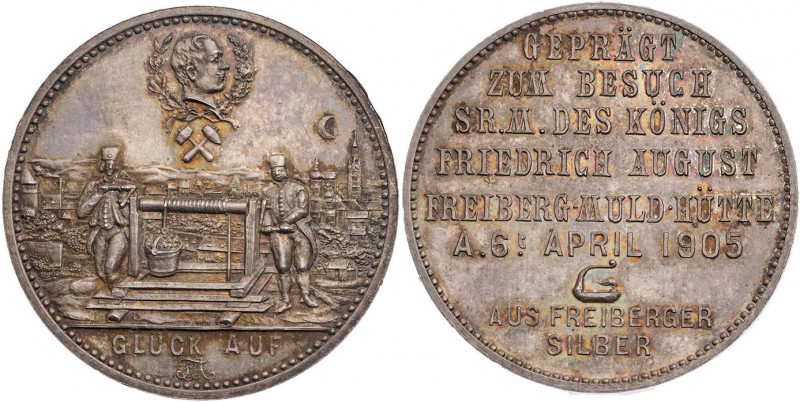 SACHSEN SACHSEN, KÖNIGREICH
Friedrich August III., 1904-1918. Silbermedaille in...