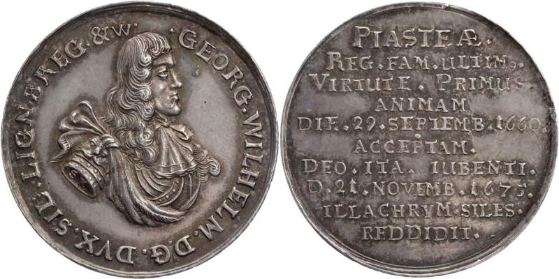 SCHLESIEN LIEGNITZ-BRIEG, HERZOGTUM
Georg Wilhelm, 1672-1675. Silbermedaille 16...