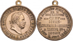 SCHLESIEN LIEGNITZ, STADT
 Tragbare versilberte Bronzemedaille 1887 bei Lauer Auf die 70-Jahrfeier des Kaisers als Chef des in Liegnitz stationierten...