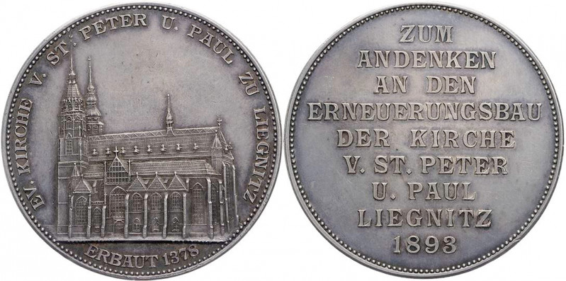 SCHLESIEN LIEGNITZ, STADT
 Silbermedaille 1893 v. Oertel und Deitenbeck Auf den...