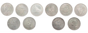 WEIMARER REPUBLIK
 Lot Silbermünzen 3 Reichsmark 1925 E, Jahrtausendfeier der Rheinlande; 3 Reichsmark 1929 A, Lessing; 3 Reichsmark 1929 A, 10. Jahr...