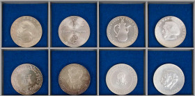 DDR
 Lot 10 Mark Gedenkmünzen in Silber J. 1519, 1523, 1527, 1528, 1532, 1542, 1553, 1554. 8 Stück vz, vz-St