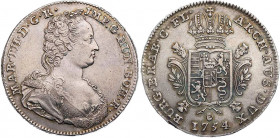 RÖMISCH-DEUTSCHES REICH
Maria Theresia, 1740-1780. Dukaton 1754 Antwerpen Vs.: Brustbild n. r., Rs.: bekröntes Wappen Dav. 1280; Delmonte 376; Eyp. 4...