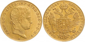 KAISERREICH ÖSTERREICH
Ferdinand I., 1835-1848. Dukat 1847 A Wien Fb. 481; Herinek 29; J. 247. 3.49 g. Gold vz