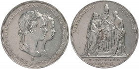 KAISERREICH ÖSTERREICH
Franz Josef I., 1848-1916. Doppelgulden 1854 A Wien Auf die Hochzeit mit Elisabeth von Bayern Dav. 19; Herinek 822; J. 300. Ra...