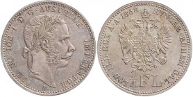 KAISERREICH ÖSTERREICH
Franz Josef I., 1848-1916. 1/4 Gulden 1868 A Wien Herinek 659; J. 334a. R kl. Randfehler, ss-vz