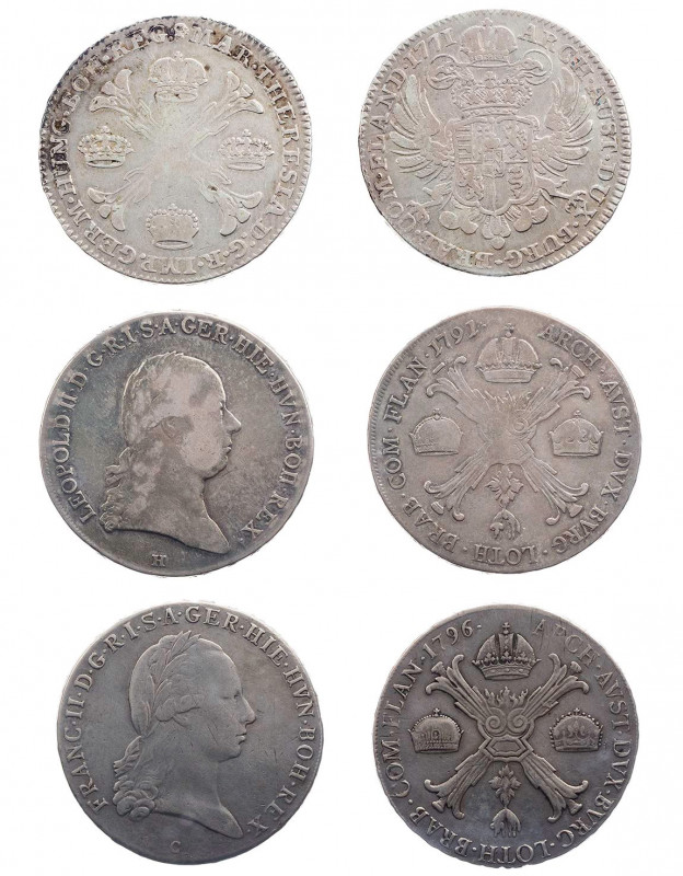 HAUS HABSBURG
 Lot Silbermünzen Maria Theresia, 1740-1780, Kronentaler 1771, Br...