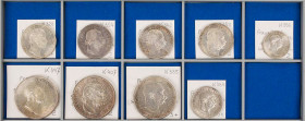 KAISERREICH
 Lot Silbermünzen Franz Josef I., 1848-1916, 5 Kronen 1908, auf das 60-jährige Regierungsjubiläum, 1908 KB, 1909; 1 Gulden 1860 A, 1883; ...