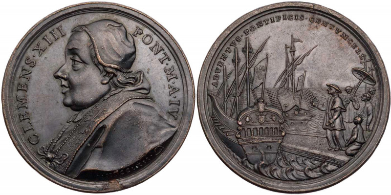 ITALIEN KIRCHENSTAAT / VATIKAN
Clemens XIII., 1758-1769. Bronzemedaille 1761/17...