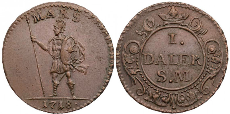 SCHWEDEN KÖNIGREICH
Karl XII., 1697-1718. Ku.-Daler Silvermynt 1718 Vs.: MARS, ...