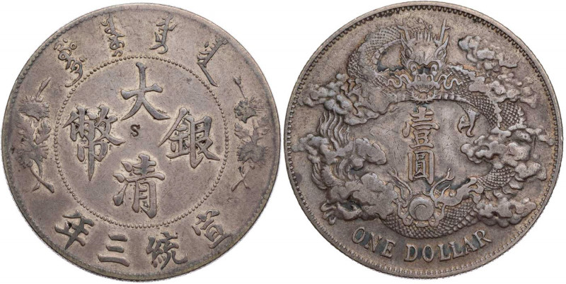 CHINA QING-DYNASTIE, 1644-1912.
Hsuan-Tung, 1908-1912. Yuan (Dollar) Jahr 3 (19...